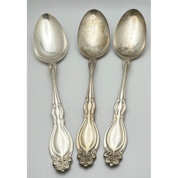 Holmes & Edwards Tablespoon Spoons Chalon Chatsworth 1906 Rolled Plate Monogram - Picture 9 of 9